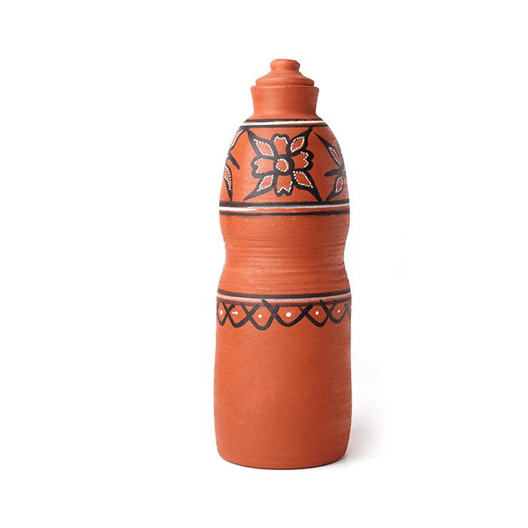 Earthen Rustic Charm Clay Natural Cooling Water Bottle 1100 ml | Dhaaro Vibes