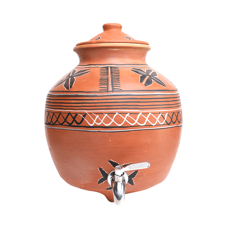 Earthen Clay Pot Pureflow with Stainless Steel Tap 9 Ltrs | Dhaaro Vibes