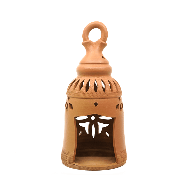 Handmade Clay Candle Holder Star Floral Carving for Prayer Rooms | NoorNook