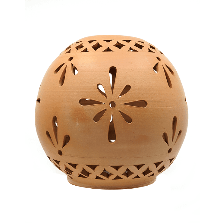 Handmade Round Light Shells Floral Carving for Garden Décor | NoorNook