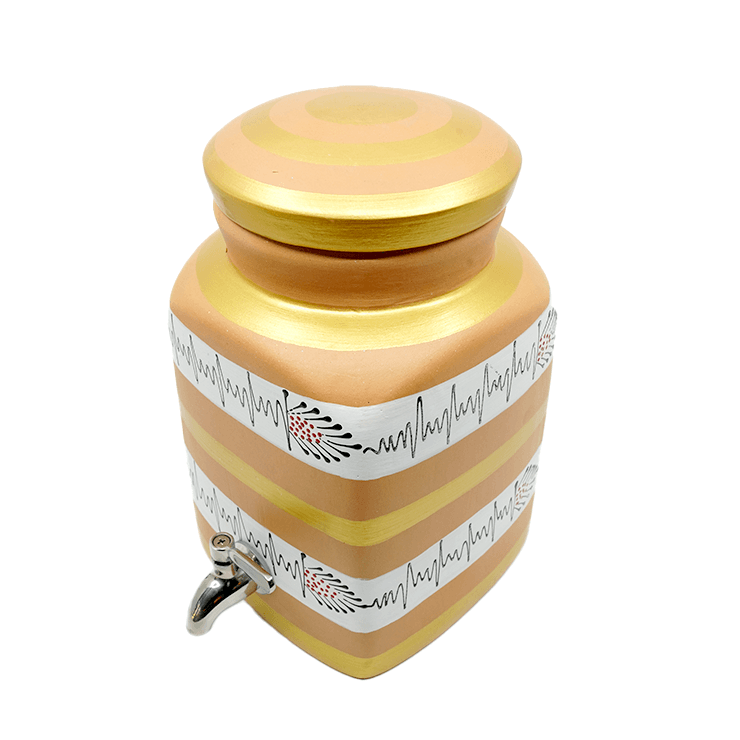 Handpaited Water Matka with Stainless Steel Tap - 4 Liters