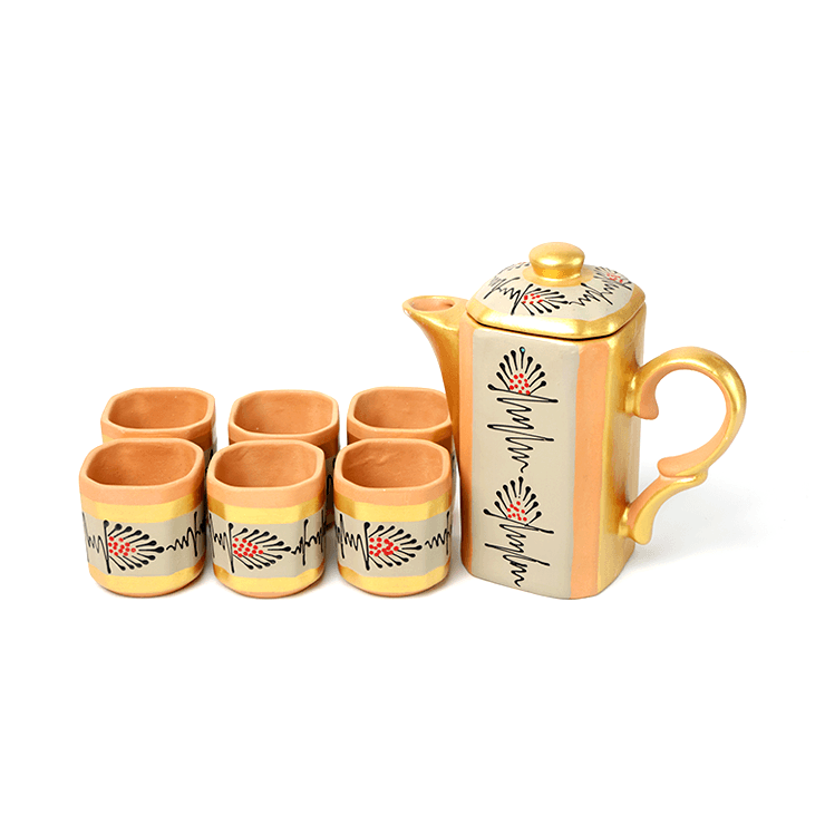 Handpainted Serving Set of 7 with Pitcher and Glasses