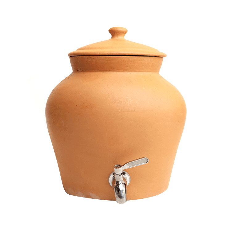 Clay Water Matka with Stainless Steel Tap 8 Ltrs