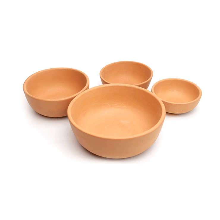 Unglazed Clay Microwave Bowls set of 4